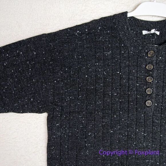NEW Madewell Donegal dowden Henley Sweater in Coziest Yarn, black, plus size 3X - Picture 13 of 16